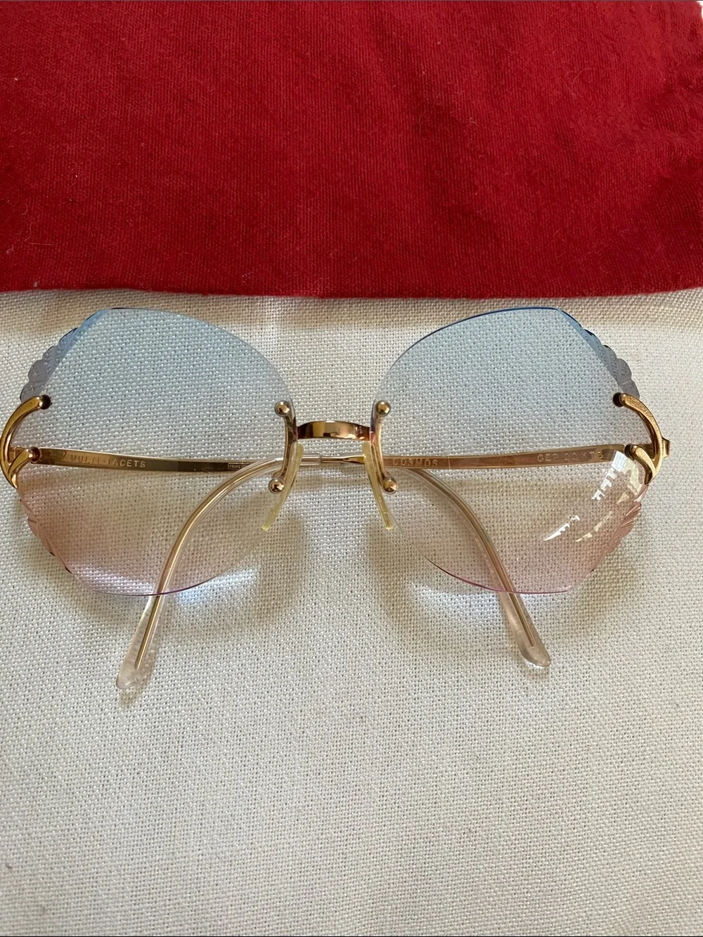 France Gold GEP 22 KTS Multi Facets Blue To Pink Graduated Lenses Rx Glasses